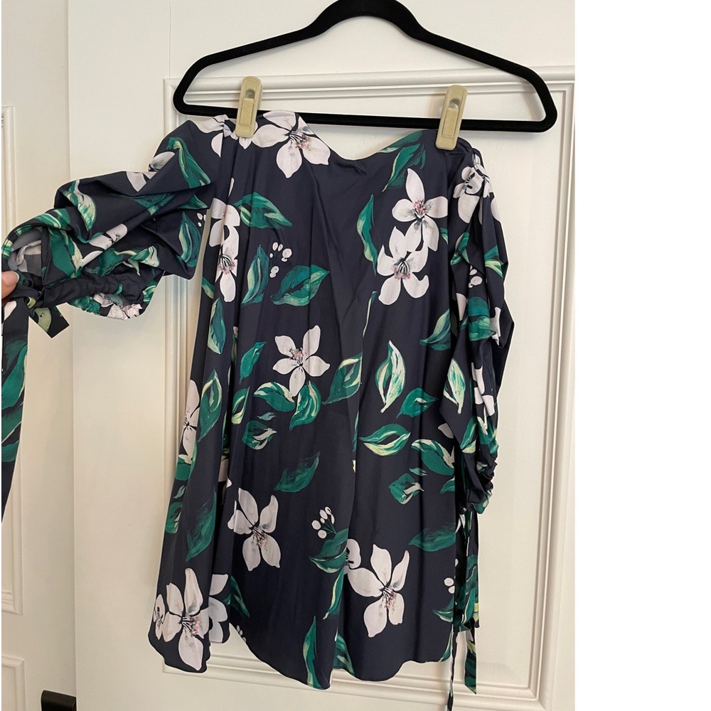 Caroline Constas Navy Floral Strapless Dress - SIze XS - EXCELLENT condition